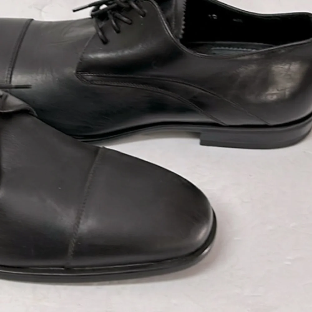 Aquatalia Men’s ABE‎ Black Leather Lace Up dress shoes size 10 made in Italy